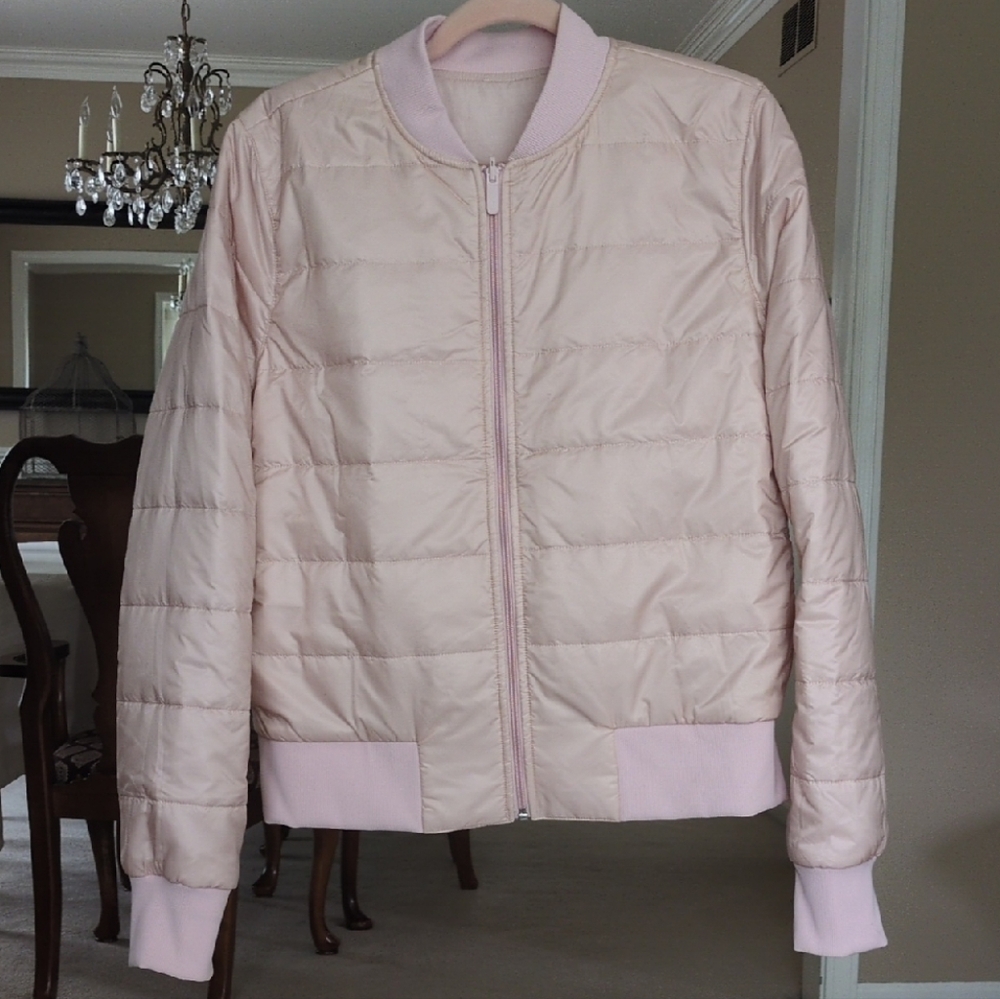Lululemon Pink Non-Stop Bomber Jacket Quilted Satin - Picture 4 of 7